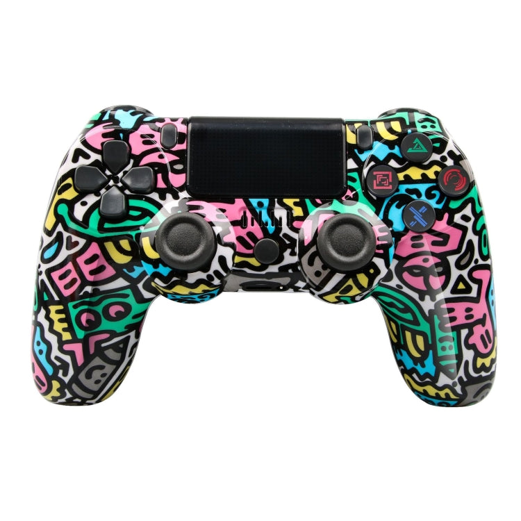For PS4 Wireless Bluetooth Game Controller With Light Strip Dual Vibration Game Handle, White, Black, Red, Blue, Green, Rose Red, Letter, Line, Fire Ghost, Cartoon, Hulk, Skeleton, Gear, Lightning, Flame, Cloud, Burst, Wood Grain, Star Red... – Bluetooth Letter