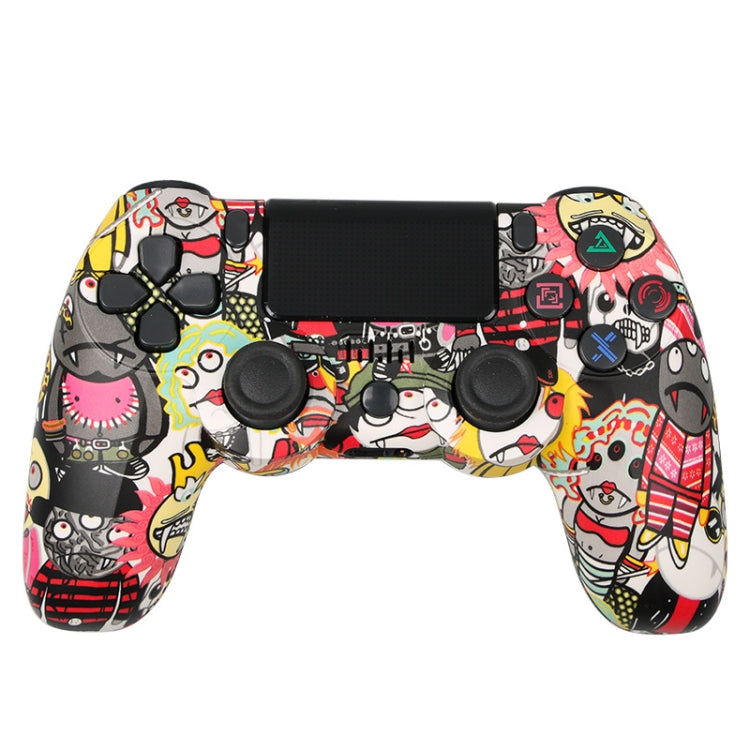 For PS4 Wireless Bluetooth Game Controller With Light Strip Dual Vibration Game Handle, White, Black, Red, Blue, Green, Rose Red, Letter, Line, Fire Ghost, Cartoon, Hulk, Skeleton, Gear, Lightning, Flame, Cloud, Burst, Wood Grain, Star Red... – Bluetooth Cartoon