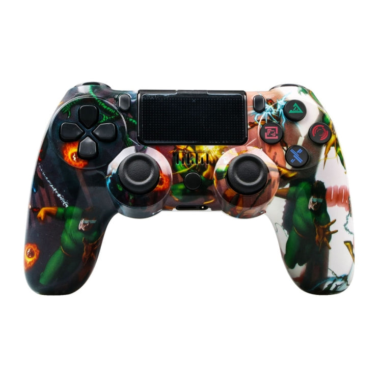 For PS4 Wireless Bluetooth Game Controller With Light Strip Dual Vibration Game Handle, White, Black, Red, Blue, Green, Rose Red, Letter, Line, Fire Ghost, Cartoon, Hulk, Skeleton, Gear, Lightning, Flame, Cloud, Burst, Wood Grain, Star Red... – Bluetooth Hulk