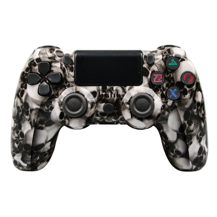 For PS4 Wireless Bluetooth Game Controller With Light Strip Dual Vibration Game Handle, White, Black, Red, Blue, Green, Rose Red, Letter, Line, Fire Ghost, Cartoon, Hulk, Skeleton, Gear, Lightning, Flame, Cloud, Burst, Wood Grain, Star Red... – Bluetooth Skeleton