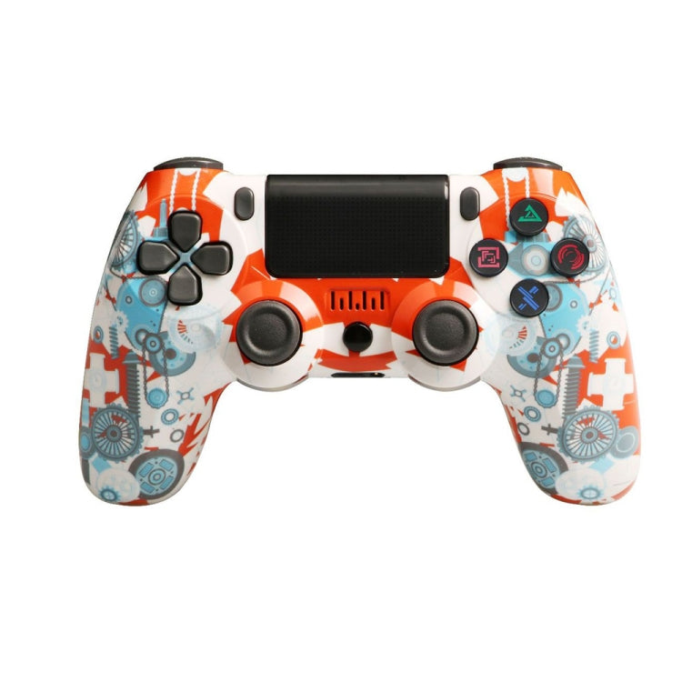 For PS4 Wireless Bluetooth Game Controller With Light Strip Dual Vibration Game Handle, White, Black, Red, Blue, Green, Rose Red, Letter, Line, Fire Ghost, Cartoon, Hulk, Skeleton, Gear, Lightning, Flame, Cloud, Burst, Wood Grain, Star Red... – Bluetooth Gear