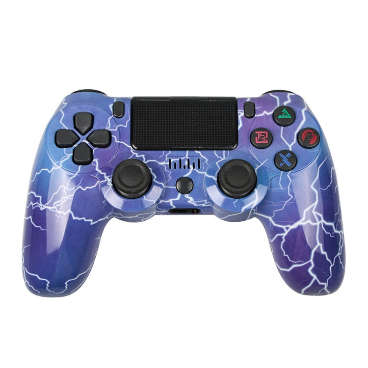 For PS4 Wireless Bluetooth Game Controller With Light Strip Dual Vibration Game Handle, White, Black, Red, Blue, Green, Rose Red, Letter, Line, Fire Ghost, Cartoon, Hulk, Skeleton, Gear, Lightning, Flame, Cloud, Burst, Wood Grain, Star Red... – Bluetooth Lightning