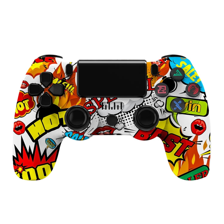 For PS4 Wireless Bluetooth Game Controller With Light Strip Dual Vibration Game Handle, White, Black, Red, Blue, Green, Rose Red, Letter, Line, Fire Ghost, Cartoon, Hulk, Skeleton, Gear, Lightning, Flame, Cloud, Burst, Wood Grain, Star Red... – Bluetooth Flame