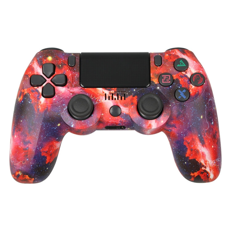 For PS4 Wireless Bluetooth Game Controller With Light Strip Dual Vibration Game Handle, White, Black, Red, Blue, Green, Rose Red, Letter, Line, Fire Ghost, Cartoon, Hulk, Skeleton, Gear, Lightning, Flame, Cloud, Burst, Wood Grain, Star Red... – Bluetooth Star Red