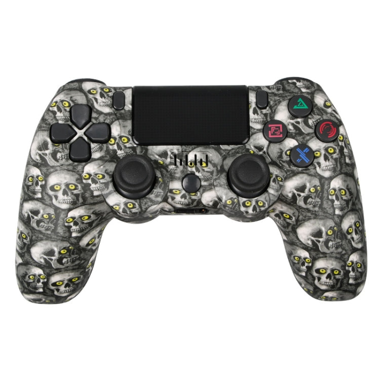 For PS4 Wireless Bluetooth Game Controller With Light Strip Dual Vibration Game Handle, White, Black, Red, Blue, Green, Rose Red, Letter, Line, Fire Ghost, Cartoon, Hulk, Skeleton, Gear, Lightning, Flame, Cloud, Burst, Wood Grain, Star Red... – Bluetooth Green Eye Skull