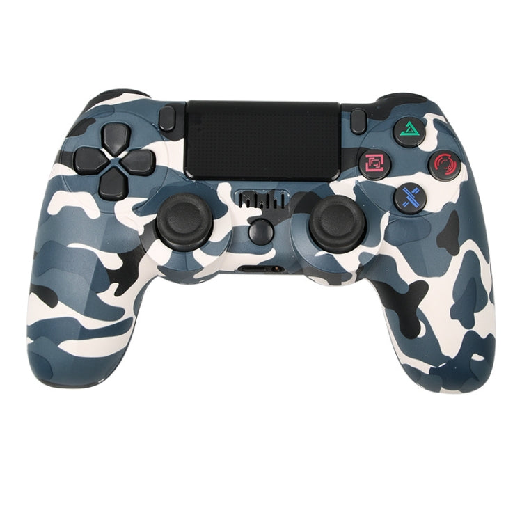 For PS4 Wireless Bluetooth Game Controller With Light Strip Dual Vibration Game Handle, White, Black, Red, Blue, Green, Rose Red, Letter, Line, Fire Ghost, Cartoon, Hulk, Skeleton, Gear, Lightning, Flame, Cloud, Burst, Wood Grain, Star Red... – Bluetooth Camouflage Blue