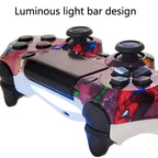 For PS4 Wireless Bluetooth Game Controller With Light Strip Dual Vibration Game Handle, White, Black, Red, Blue, Green, Rose Red, Letter, Line, Fire Ghost, Cartoon, Hulk, Skeleton, Gear, Lightning, Flame, Cloud, Burst, Wood Grain, Star Red             ...