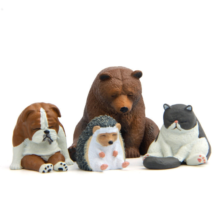Warm Series Sitting Sleepy Zoo Figure Fridge Magnets, Brown Bear, Pug dog, Fat Cat