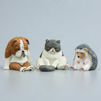 Warm Series Sitting Sleepy Zoo Figure Fridge Magnets, Brown Bear, Pug dog, Fat Cat