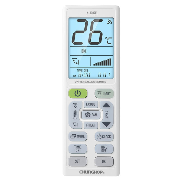 CHUNGHOP K-1302E Night Light Large Screen Battery Universal Air Conditioner Remote Control Default Title