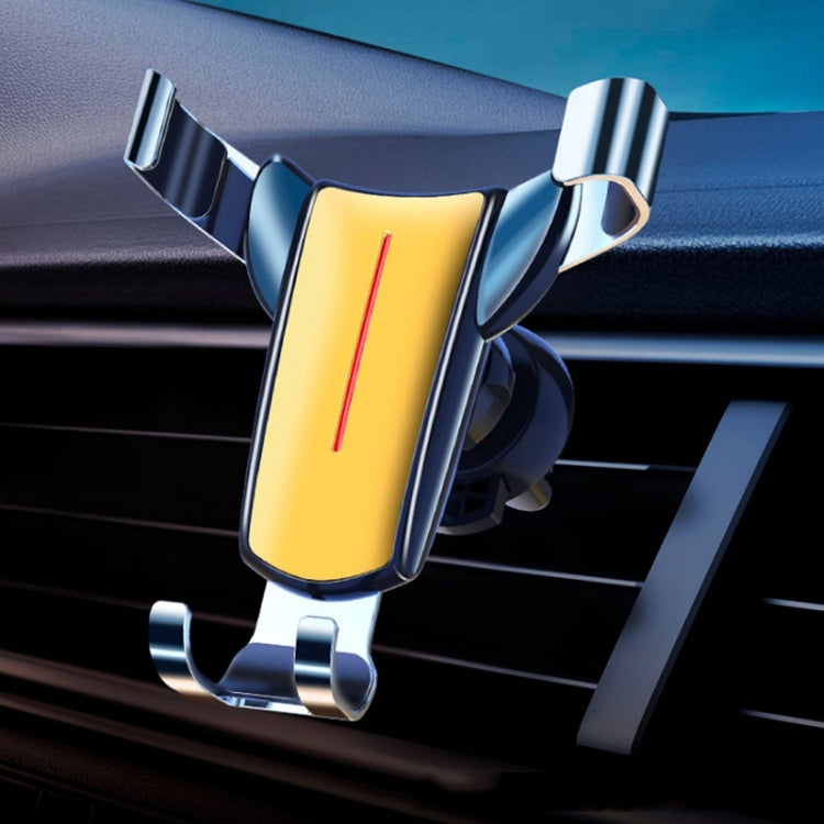 Air Outlet Triangular Gravity Sensor Car Mobile Phone Holder, Black Hook Clip, Golden Hook Clip, Black Olecranon Clip, Golden Olecranon Clip, Black One Word Clip, Golden One Word Clip – Non-slip Golden Olecranon Clip