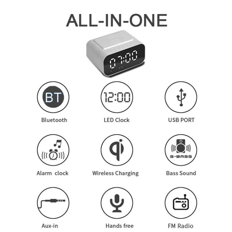 BT510 Bluetooth Speaker – 15W LED Clock Wireless Charging Bluetooth Speaker Multifunctional Smart...