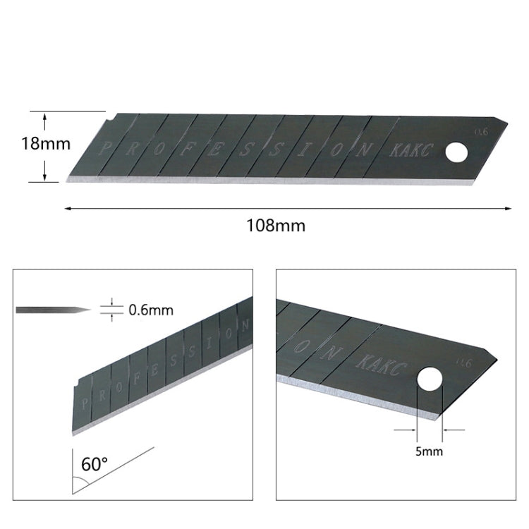 KAKC-18 Black Blade Cutter Blade 18mm Wall Cutter Blade, Specification:, 10pcs /Box, 100pcs /Box – Leather