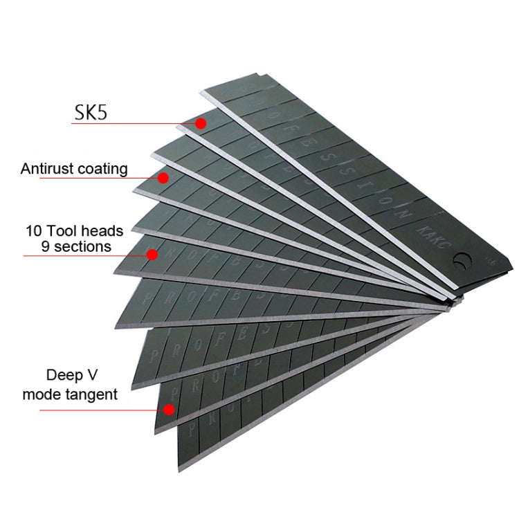 KAKC-18 Black Blade Cutter Blade 18mm Wall Cutter Blade, Specification:, 10pcs /Box, 100pcs /Box – Leather