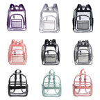 PVC Transparent Waterproof Backpack Student School Bag, Large Purple, Large Light Grey, Large Black, Small Pink, Small Black, Small Gray, Candy Color Black
