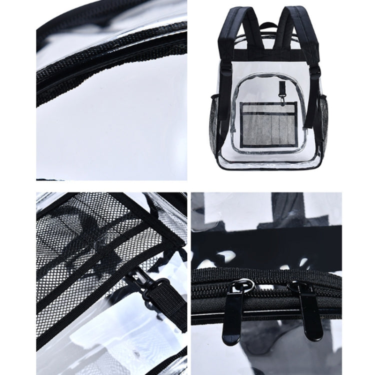 PVC Transparent Waterproof Backpack Student School Bag, Large Purple, Large Light Grey, Large Black, Small Pink, Small Black, Small Gray, Candy Color Black