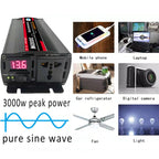 High Power Car Sine Wave Inverter Power Converter, 3000W (Actual 500W) 12V to 220V, 3000W (Actual 500W) 24V to 220V, 3000W (Actual 500W) 48V to 220V, 3000W (Actual 500W) 60V to 220V, 4000W (Actual 800W) 12V to 220V, 4000W (Actual 800W) 24V to 220V......