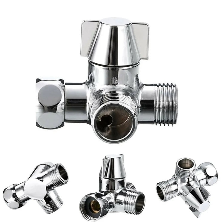 Double Handle Brass 3 Way Shower Arm Diverter Valve Hand Held Showerhead Shower Splitter, Brass – Electroplating