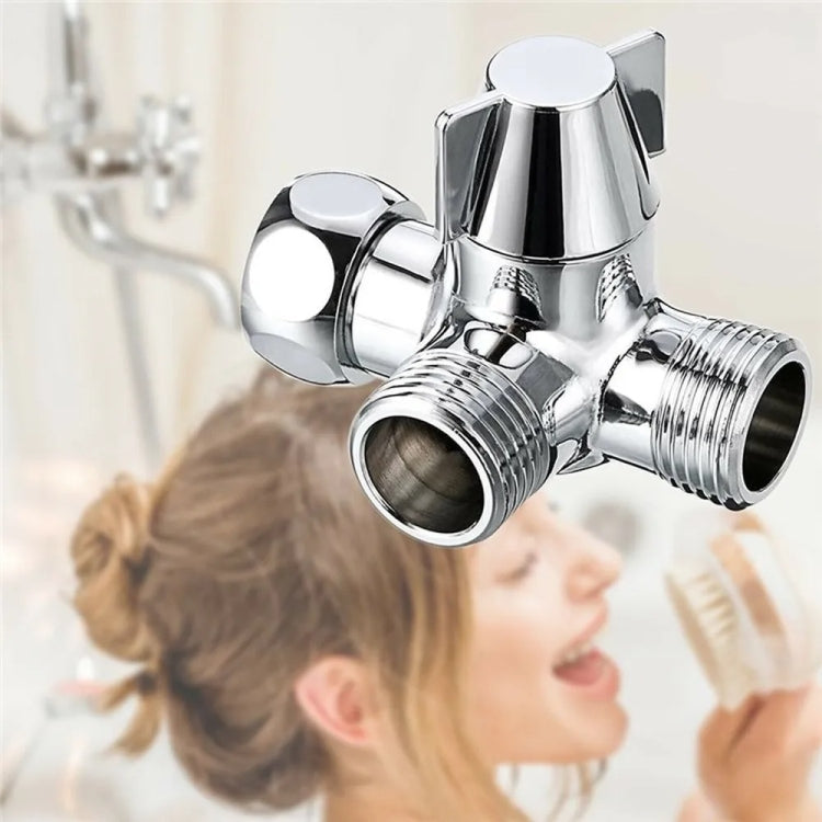 Double Handle Brass 3 Way Shower Arm Diverter Valve Hand Held Showerhead Shower Splitter, Brass – Electroplating