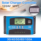 YCX-003 30-100A Solar Charging Controller with LED Screen & Dual USB Port Smart MPPT Charger, 12/24V 30A, 12/24V 40A, 12/24V 50A, 12/24V 60A, 12/24V 100A, 12/24/36/48/60V 100A