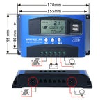 YCX-003 30-100A Solar Charging Controller with LED Screen & Dual USB Port Smart MPPT Charger, 12/24V 30A, 12/24V 40A, 12/24V 50A, 12/24V 60A, 12/24V 100A, 12/24/36/48/60V 100A