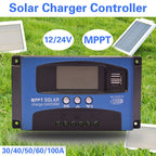 YCX-003 30-100A Solar Charging Controller with LED Screen & Dual USB Port Smart MPPT Charger, 12/24V 30A, 12/24V 40A, 12/24V 50A, 12/24V 60A, 12/24V 100A, 12/24/36/48/60V 100A