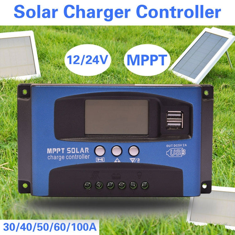 YCX-003 30-100A Solar Charging Controller with LED Screen & Dual USB Port Smart MPPT Charger, 12/24V 30A, 12/24V 40A, 12/24V 50A, 12/24V 60A, 12/24V 100A, 12/24/36/48/60V 100A