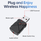 M137 5 in 1 Car USB Bluetooth 5.2 Receiver Transmitter, M137