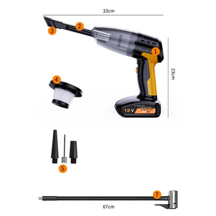 5 In 1 60W Double Motor Car Vacuum Cleaner With Blowing Air Pump Pressure Measuring Lighting Function, SUITU ST-6637 Wired, SUITU ST-6637 Wireless Model, SUITU ST-6637 Wireless+Toolbox