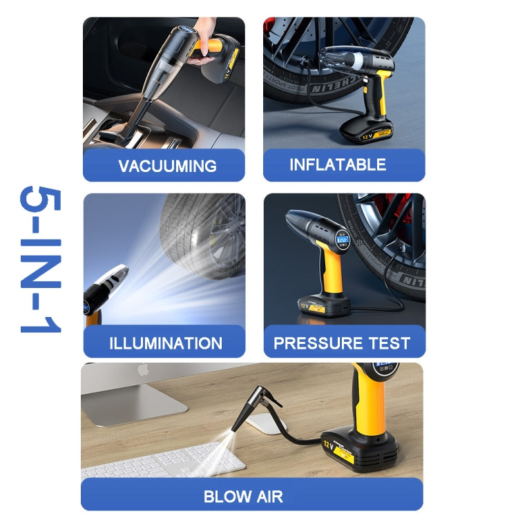 5 In 1 60W Double Motor Car Vacuum Cleaner With Blowing Air Pump Pressure Measuring Lighting Function, SUITU ST-6637 Wired, SUITU ST-6637 Wireless Model, SUITU ST-6637 Wireless+Toolbox