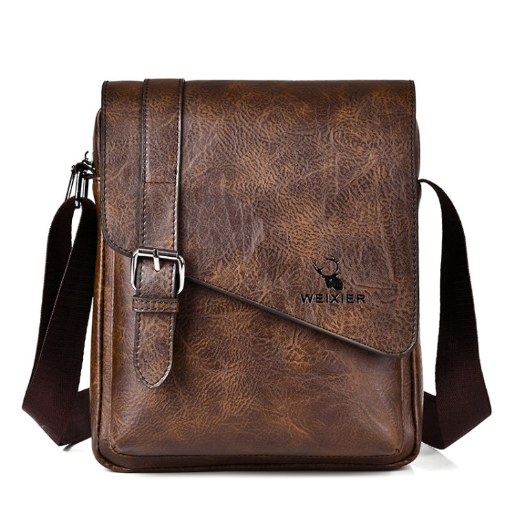 WEIXIER D266 Retro Crossbody Large Capacity Messenger Bag Shoulder Bag Tot Backpack – Wear-resistant Dark Brown