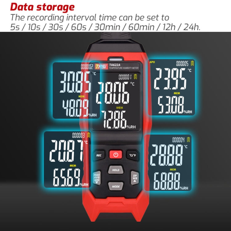 Temperature Humidity Meter Digital Dew Point Thermometer, TASI TA622A, TASI TA622B USB Computer Connection