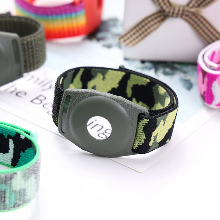 For AirTag Anti-Lost Device Case Locator Nylon Loop Watch Strap Wrist Strap, 17cm (Army Green Camouflage), 22cm (Army Green Camouflage), 17cm (Deep Green Camouflage), 22cm (Deep Green Camouflage), 17cm (Purple Camouflage), 22cm (Purple Camouflage)...