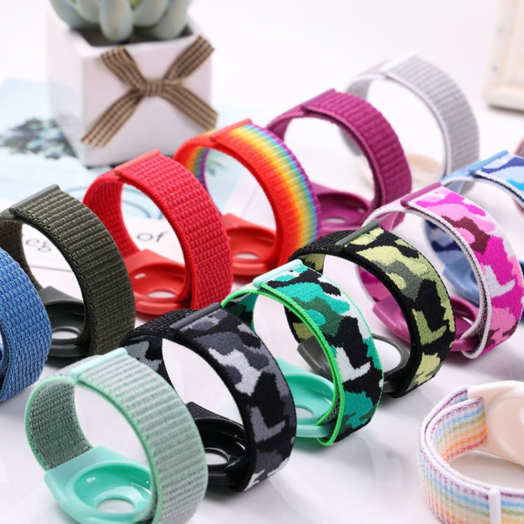 For AirTag Anti-Lost Device Case Locator Nylon Loop Watch Strap Wrist Strap, 17cm (Army Green Camouflage), 22cm (Army Green Camouflage), 17cm (Deep Green Camouflage), 22cm (Deep Green Camouflage), 17cm (Purple Camouflage), 22cm (Purple Camouflage)...