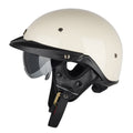 SOMAN Motorcycle Half Helmet Adjustable Helmet With Inner Mirror, M, L, XL, XXL – Durable Build, Easy to Use M White