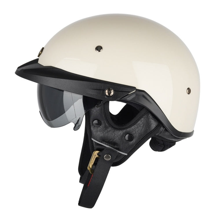 SOMAN Motorcycle Half Helmet Adjustable Helmet With Inner Mirror, M, L, XL, XXL – Durable Build, Easy to Use M White