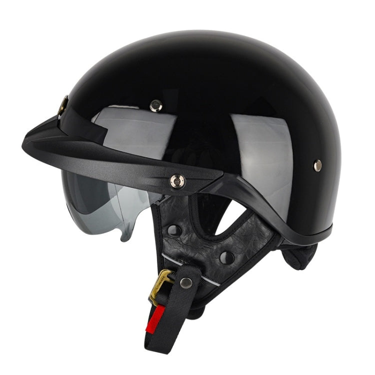 SOMAN Motorcycle Half Helmet Adjustable Helmet With Inner Mirror, M, L, XL, XXL – Durable Build, Easy to Use M Bright Black