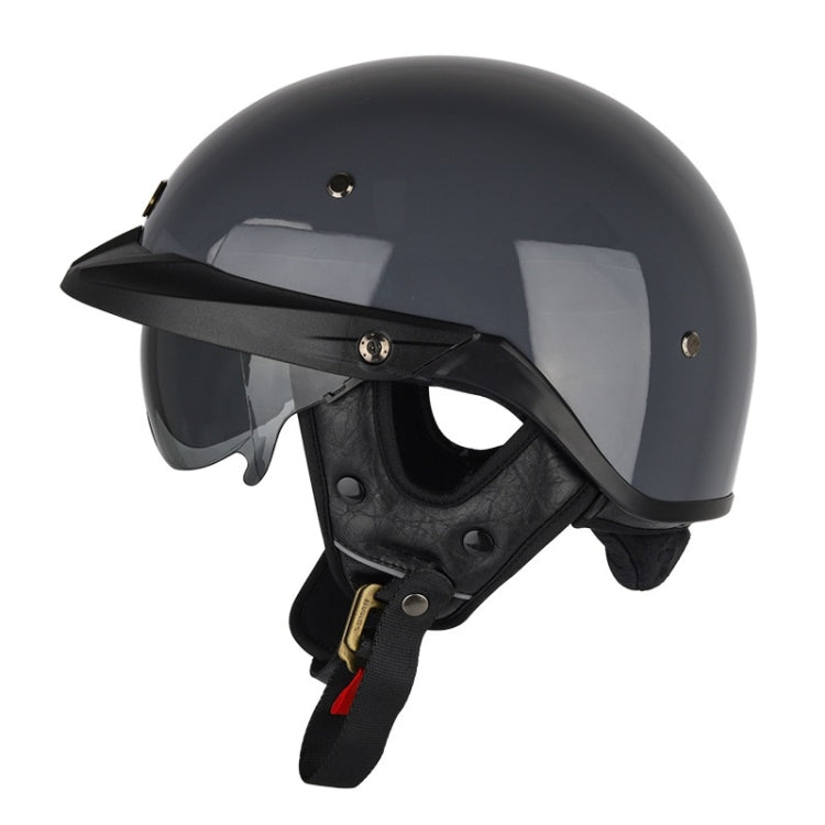 SOMAN Motorcycle Half Helmet Adjustable Helmet With Inner Mirror, M, L, XL, XXL – Durable Build, Easy to Use M Cement Gray