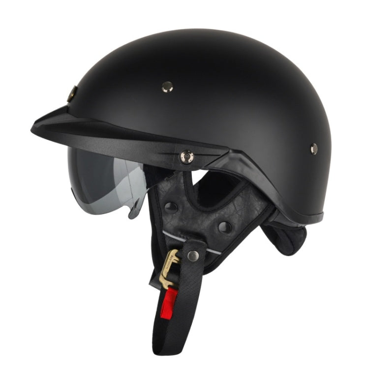 SOMAN Motorcycle Half Helmet Adjustable Helmet With Inner Mirror, M, L, XL, XXL – Durable Build, Easy to Use XL Matt Black