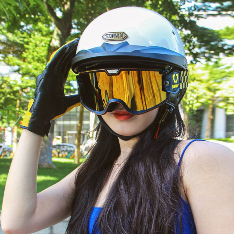 SOMAN Motorcycle Half Helmet Adjustable Helmet With Inner Mirror, M, L, XL, XXL – Durable Build, Easy to Use