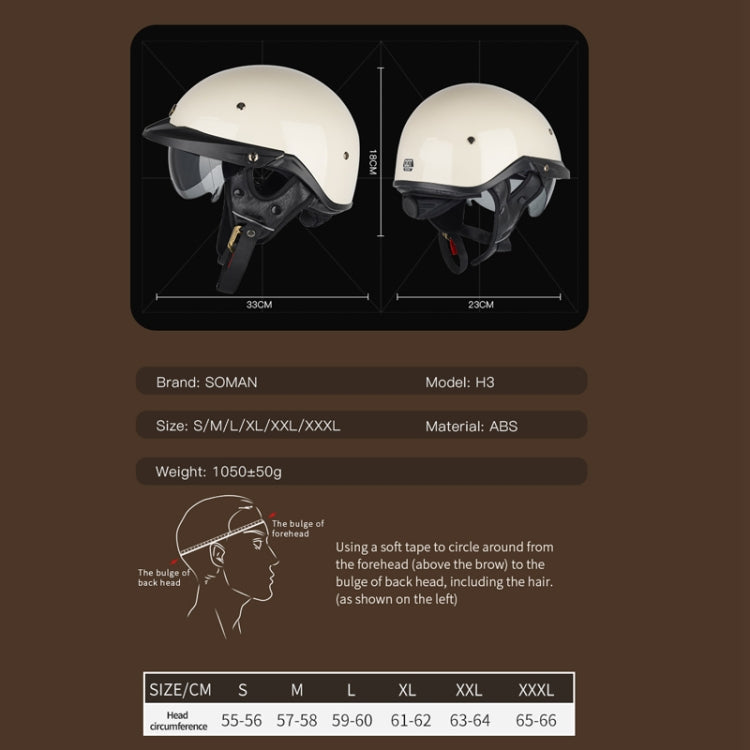 SOMAN Motorcycle Half Helmet Adjustable Helmet With Inner Mirror, M, L, XL, XXL – Durable Build, Easy to Use