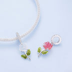 Sterling Silver Zircon Rose UV Color Changing Bead Accessory