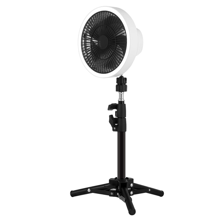 ZK-01 7 Inch Outdoor Camping LED Light Tripod Fan Portable Multifunctional Power Bank Hanging Fan White