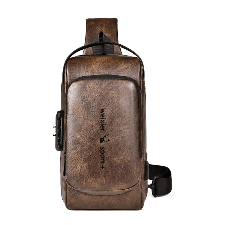 WEIXIER X318 Single Shoulder Crossbody Male Waterproof Anti-Theft Small Backpack – Waterproof, Wear-resistant Dark Brown