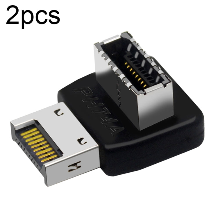 2pcs USB3.1 Type-E Computer Motherboard Interface 90 Degrees Elbow Front Type-C Adapter – Durable Build, Easy to Use PH74A