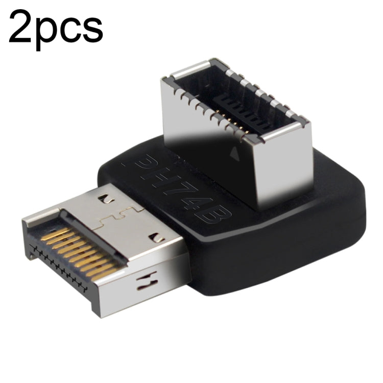 2pcs USB3.1 Type-E Computer Motherboard Interface 90 Degrees Elbow Front Type-C Adapter – Durable Build, Easy to Use PH74B