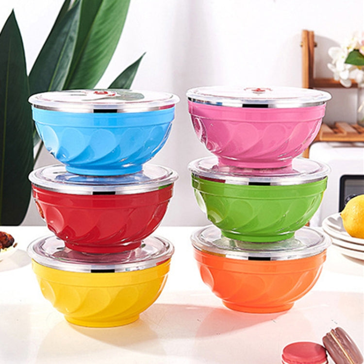 Double-Layer Stainless Steel Bowl With Lid Children Dinner Insulated Rice Bowl, 6pcs /Set 13cm, 6pcs /Set 15cm, 6pcs /Set 17cm 6pcs Set 13cm