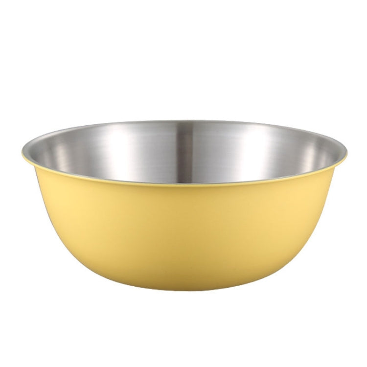 304 Stainless Steel Food Grade Dishes Bowl Kitchen Baking Stirring Bowl Vegetables Sandwood Basin, 19cm (Yellow), 22cm (Yellow), 24cm (Yellow), 19cm (White), 22cm (White), 24cm (White) 19cm (Yellow)