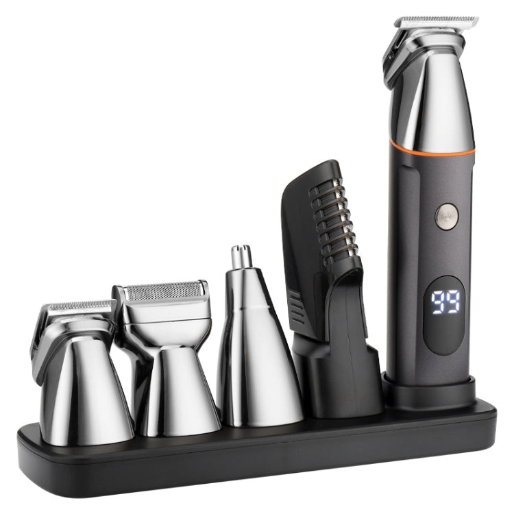 5 In 1 Haircut Digital Display Water Washing Shaver Nose Hair Electric Push Shear Set, LK-881 5 In 1 (Silver) LK-881 5 In 1 (Silver) Silver