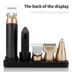 5 In 1 Haircut Digital Display Water Washing Shaver Nose Hair Electric Push Shear Set, LK-881 5 In 1 (Silver)